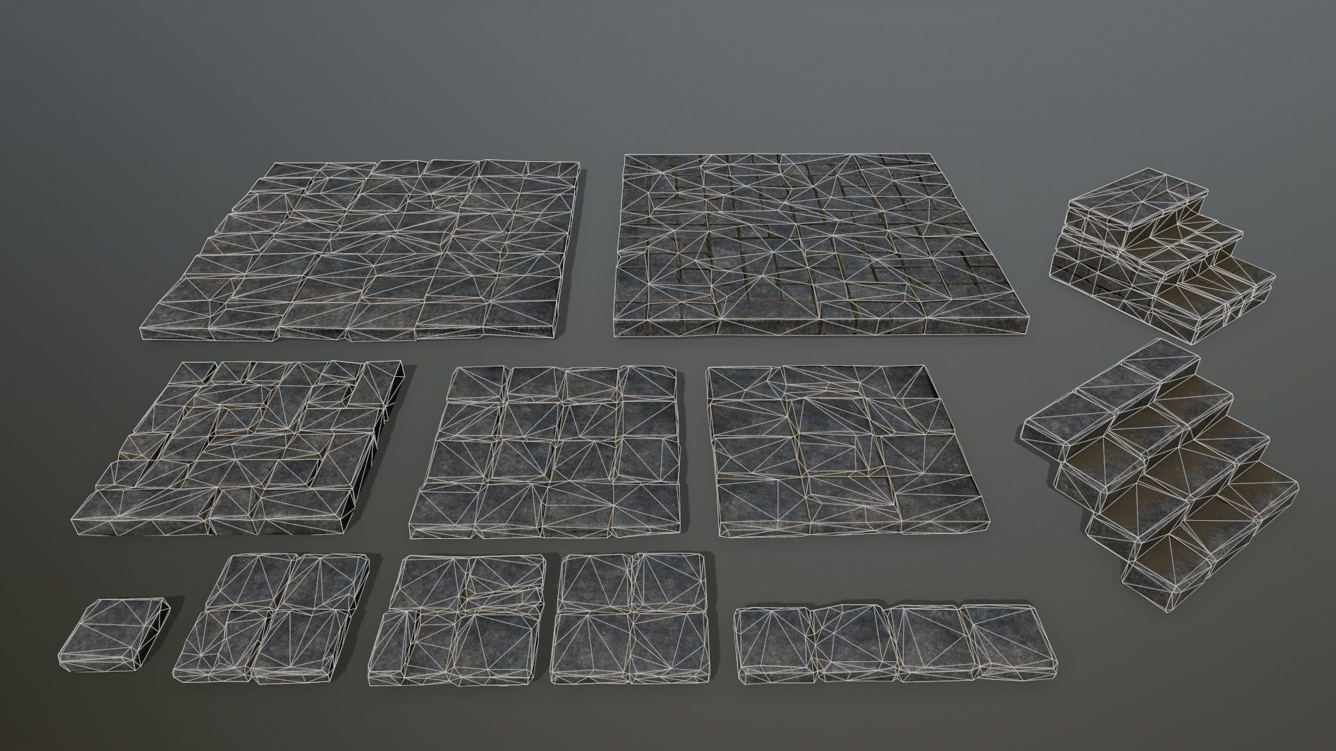 ruin set stone structure Low-poly 3D model_36