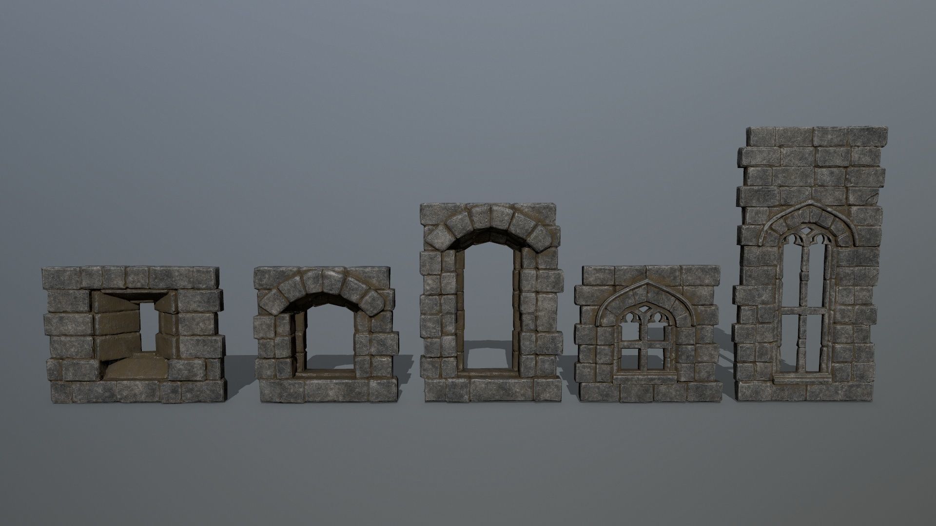 ruin set stone structure Low-poly 3D model_6