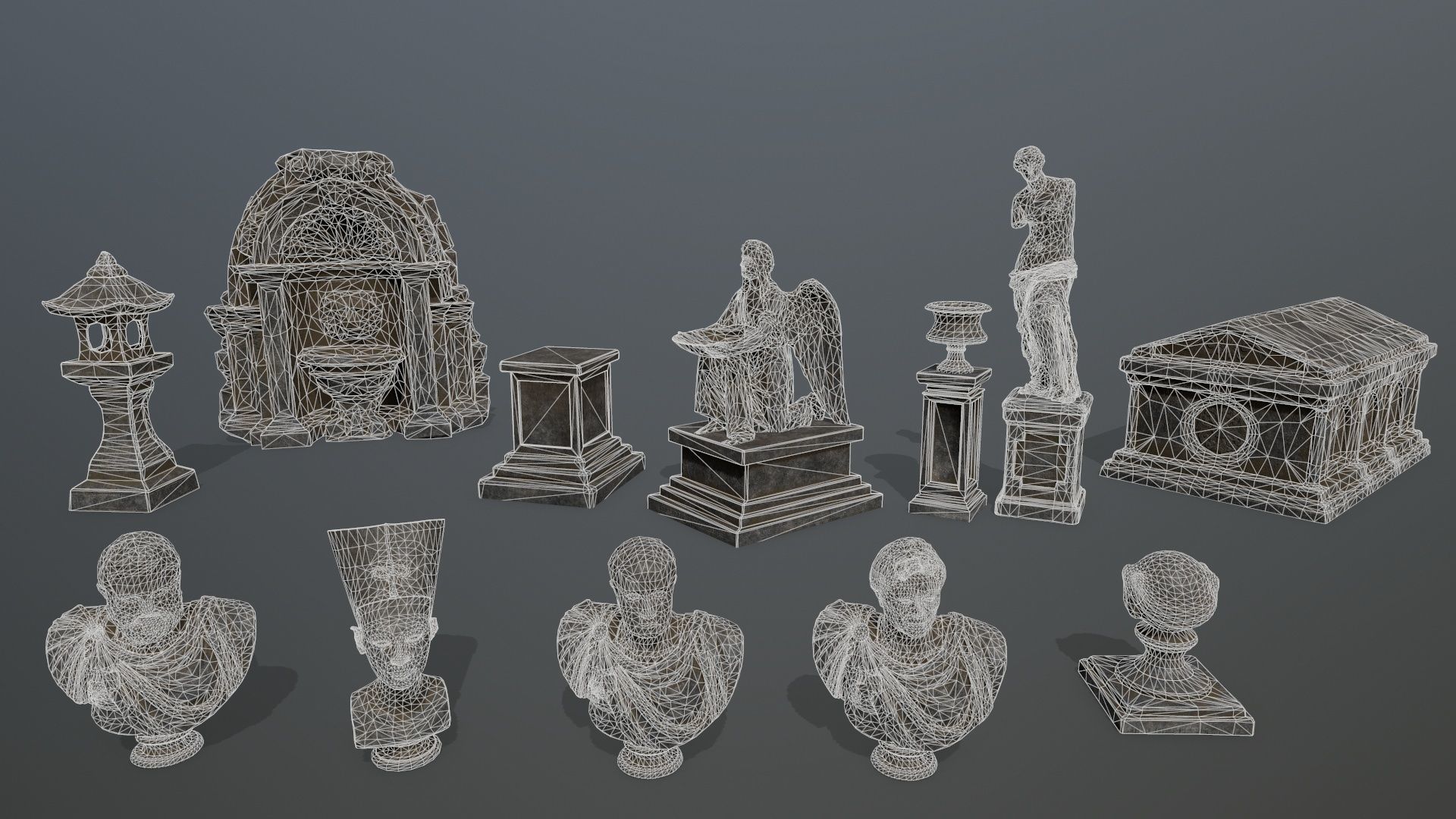 ruin set stone structure Low-poly 3D model_37