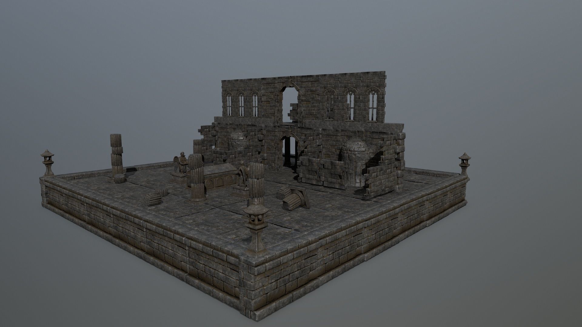 ruin set stone structure Low-poly 3D model_24