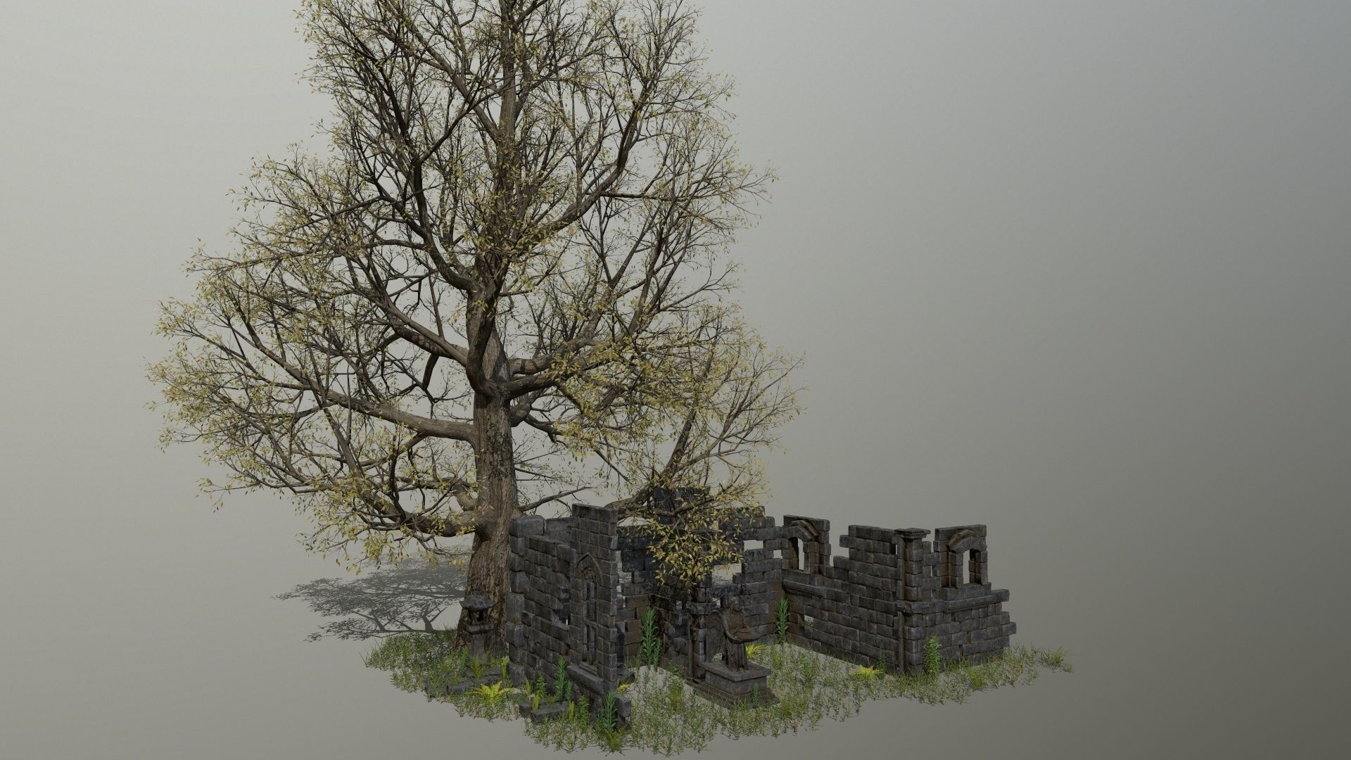 ruin set stone structure Low-poly 3D model_12