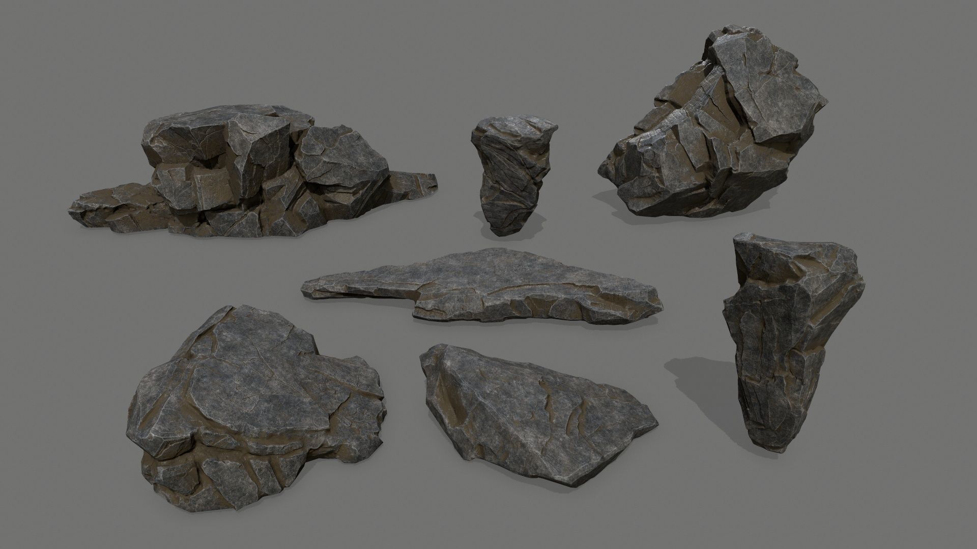 ruin set stone structure Low-poly 3D model_3