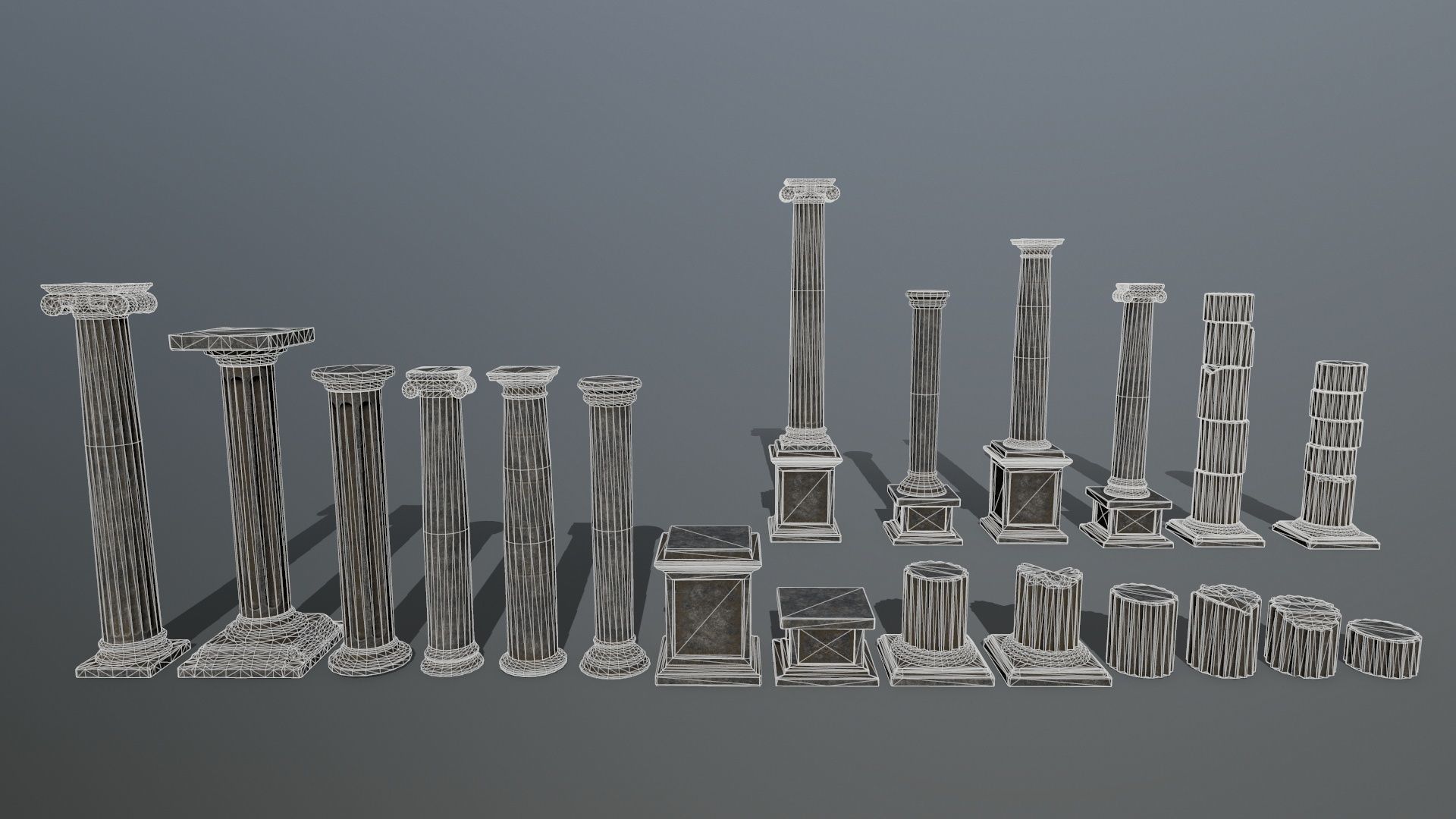ruin set stone structure Low-poly 3D model_39