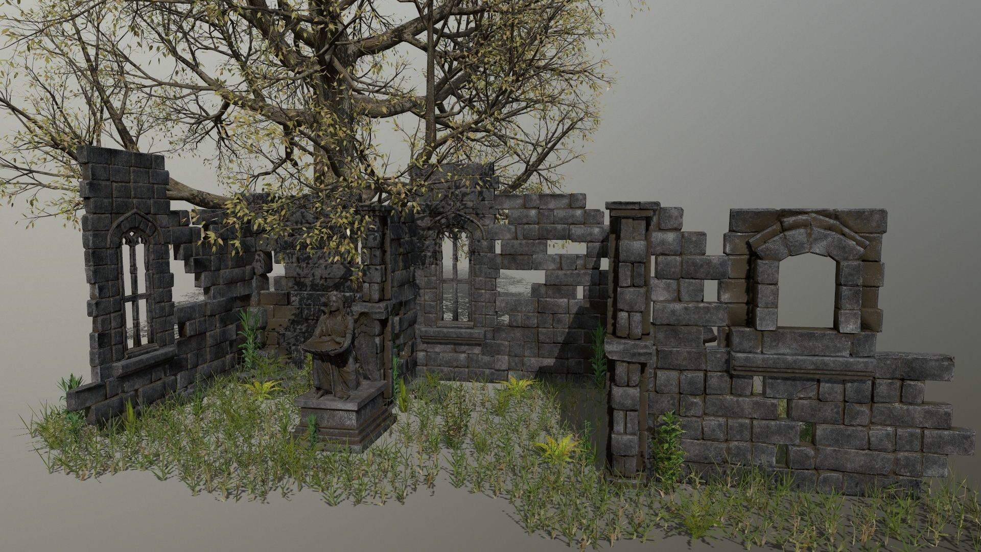 ruin set stone structure Low-poly 3D model_16