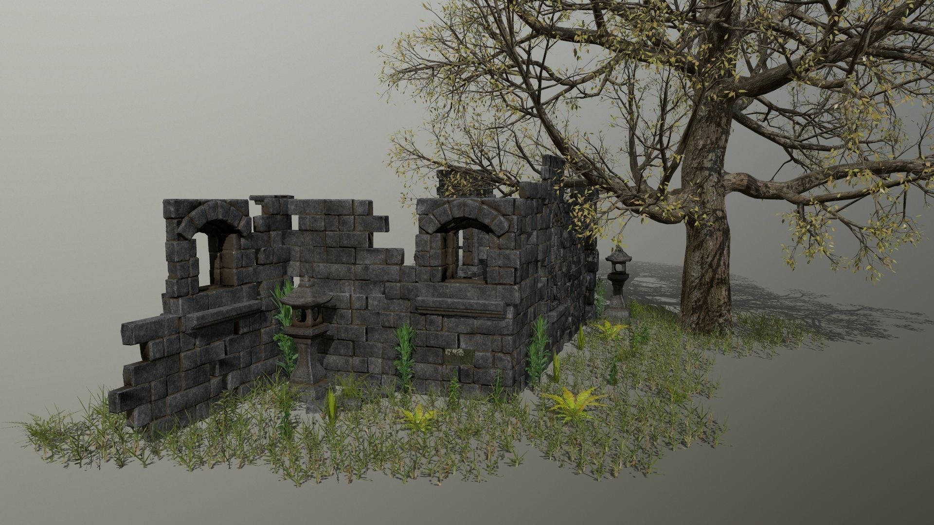 ruin set stone structure Low-poly 3D model_18
