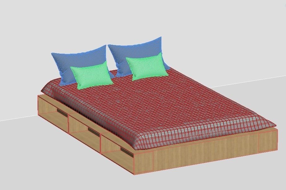 bed for bedroom Low-poly 3D model_1