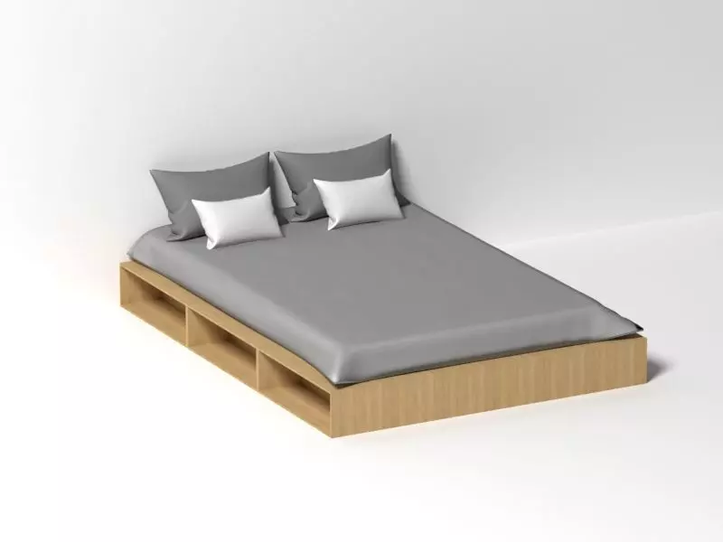bed for bedroom Low-poly 3D model_0