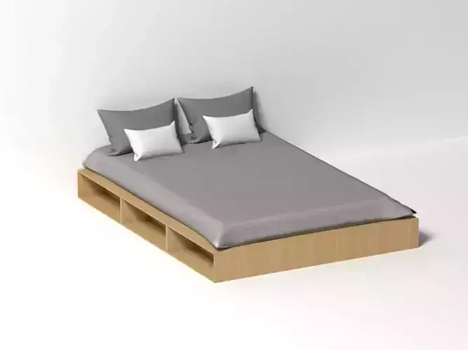 bed for bedroom Low-poly 3D model