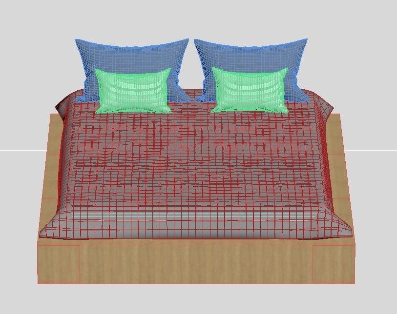 bed for bedroom Low-poly 3D model_3