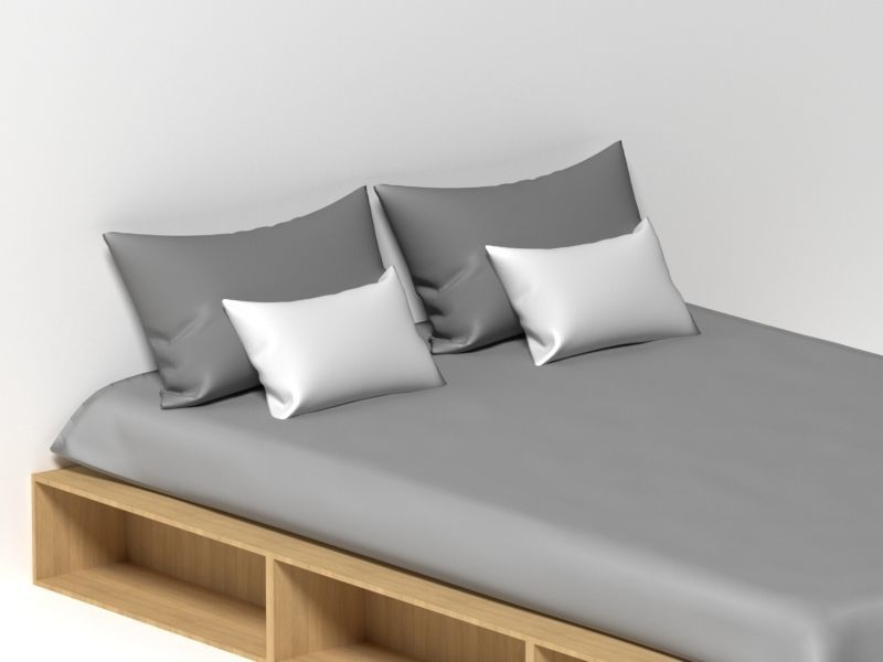 bed for bedroom Low-poly 3D model_4