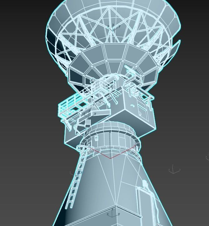 Old Radar Satellite Dish 3D model_12