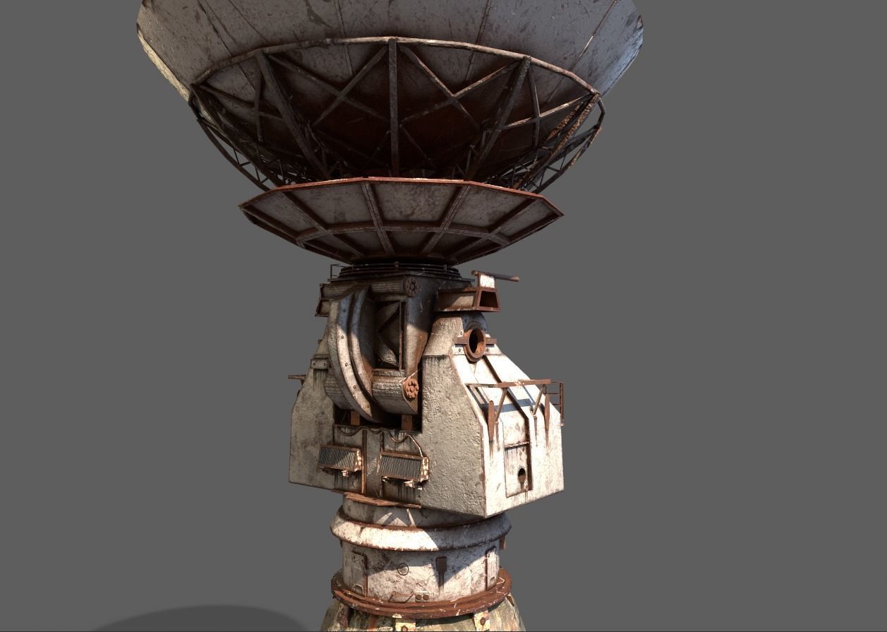 Old Radar Satellite Dish 3D model_9