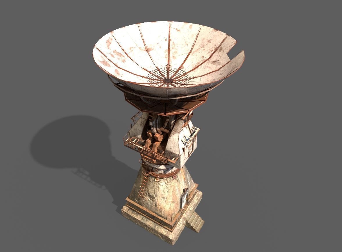 Old Radar Satellite Dish 3D model_7