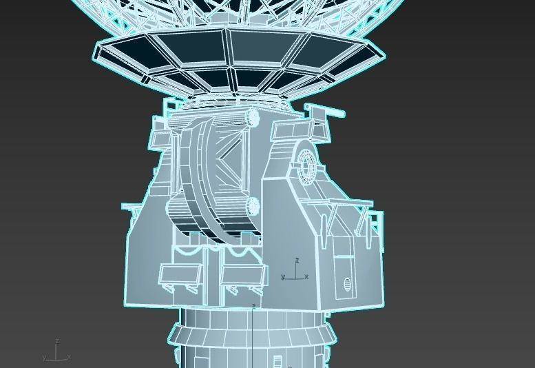 Old Radar Satellite Dish 3D model_11