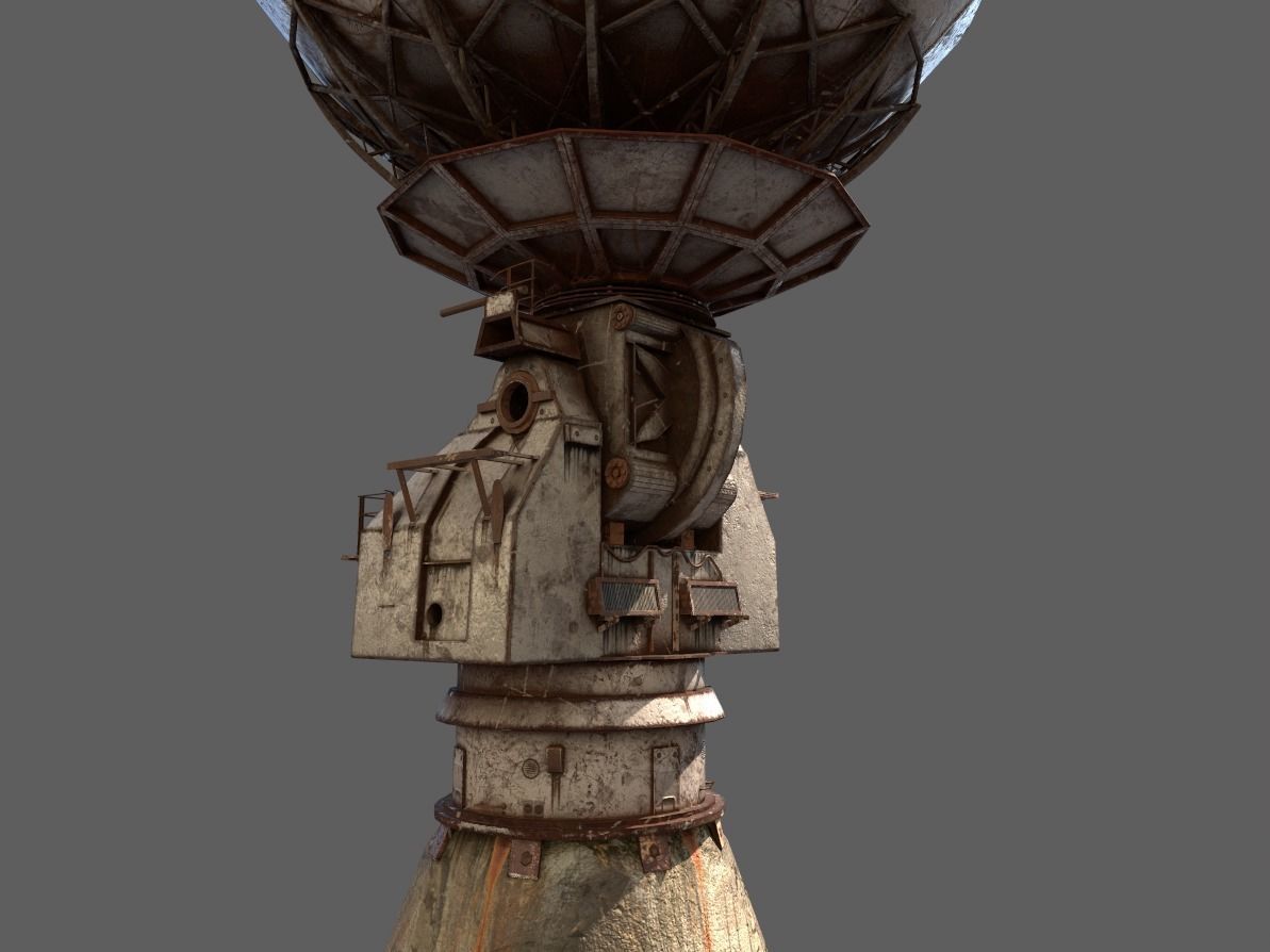 Old Radar Satellite Dish 3D model_3