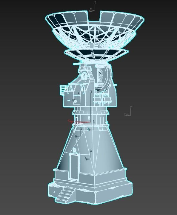 Old Radar Satellite Dish 3D model_13