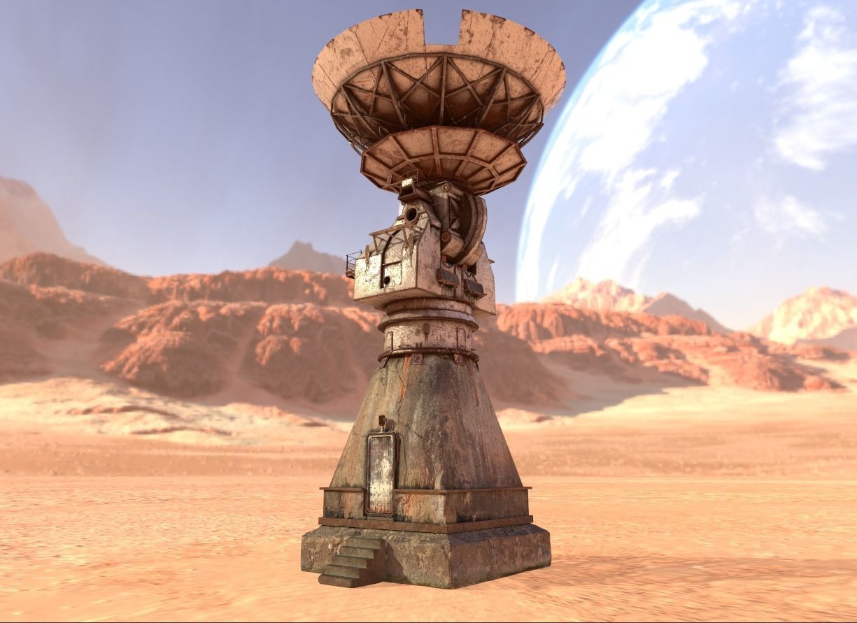 Old Radar Satellite Dish 3D model_2