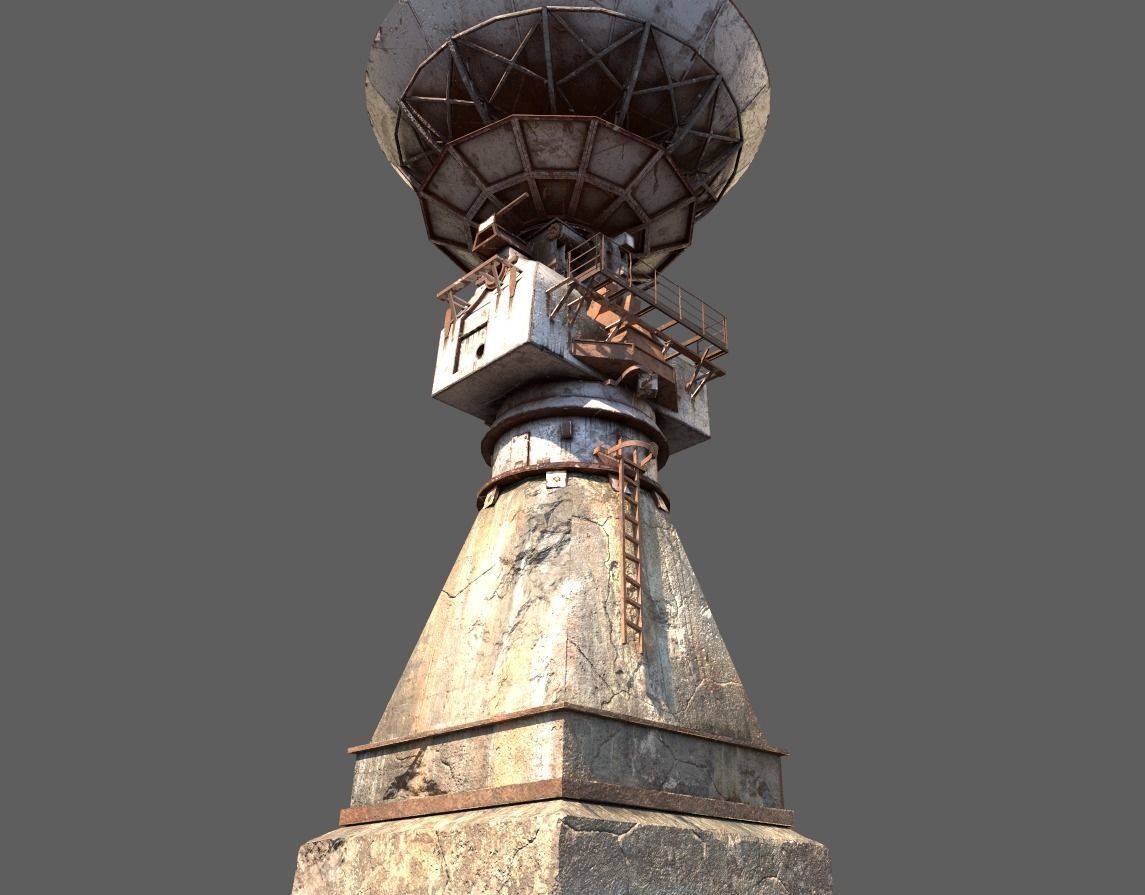 Old Radar Satellite Dish 3D model_6