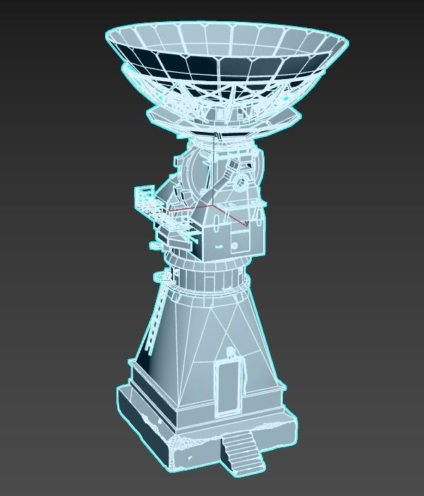 Old Radar Satellite Dish 3D model_10