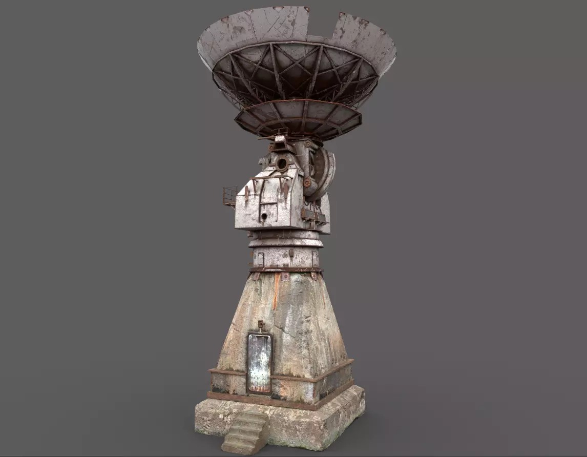 Old Radar Satellite Dish 3D model_0