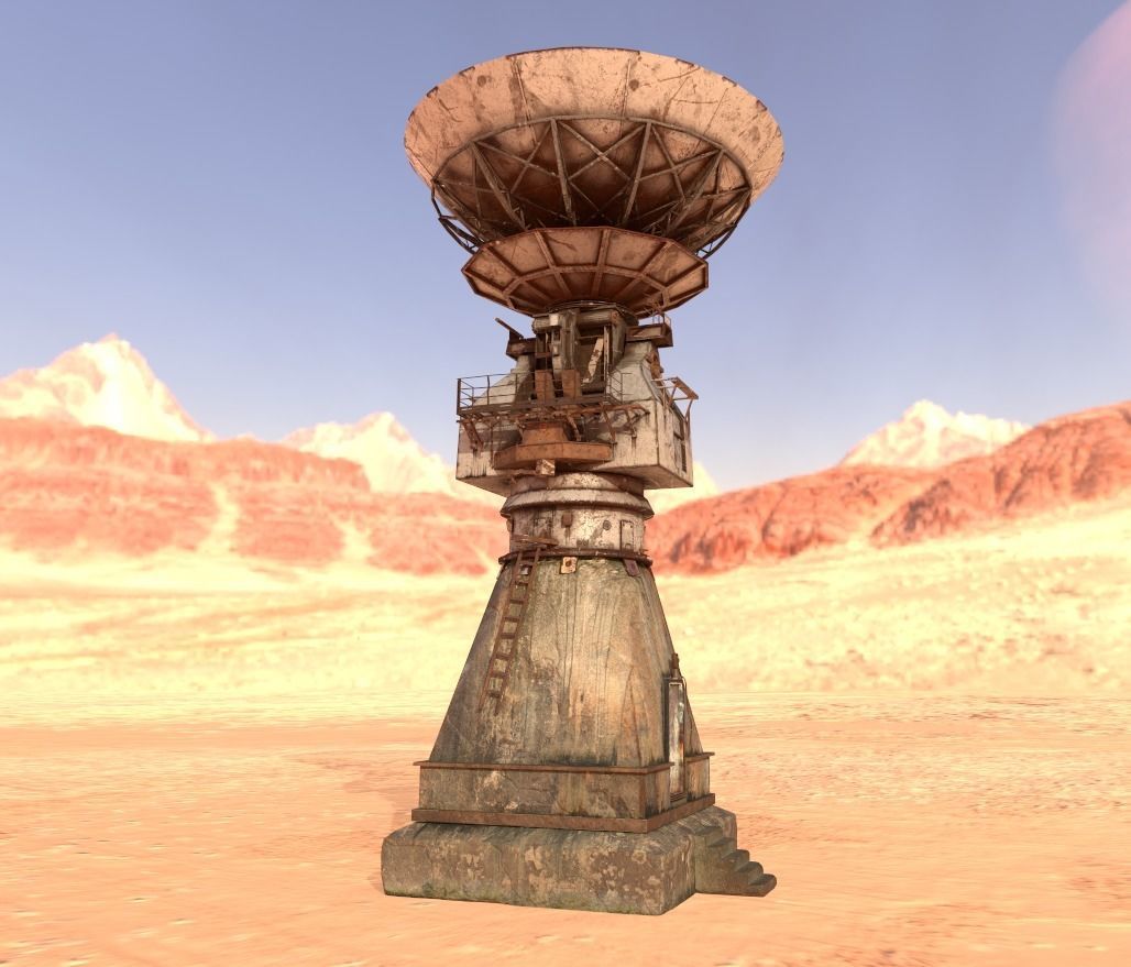 Old Radar Satellite Dish 3D model_8