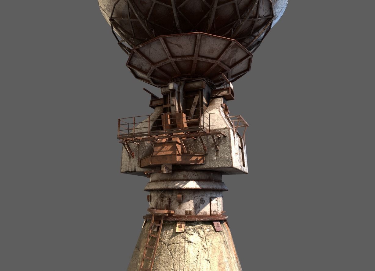 Old Radar Satellite Dish 3D model_1
