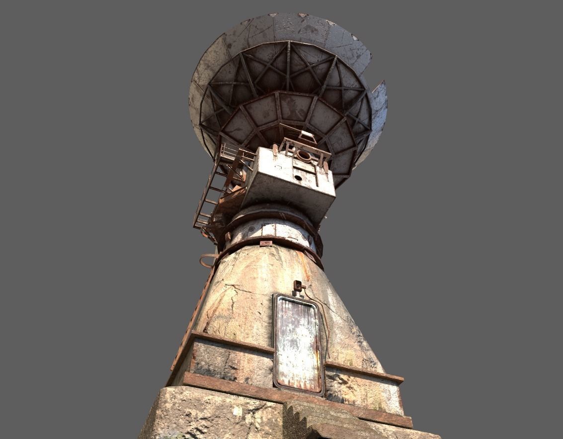 Old Radar Satellite Dish 3D model_5