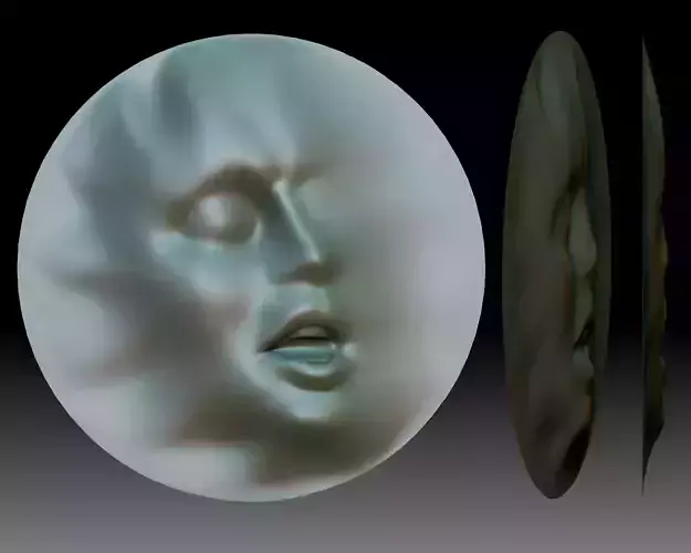 Decorative face low relief for CNC router or 3D printer