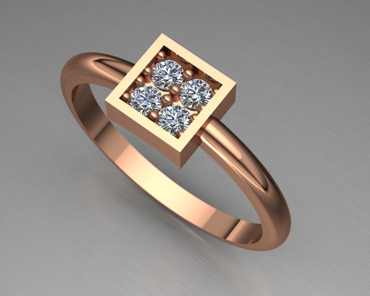 Diamond Engagement Gold Ring  Free 3D print model_2