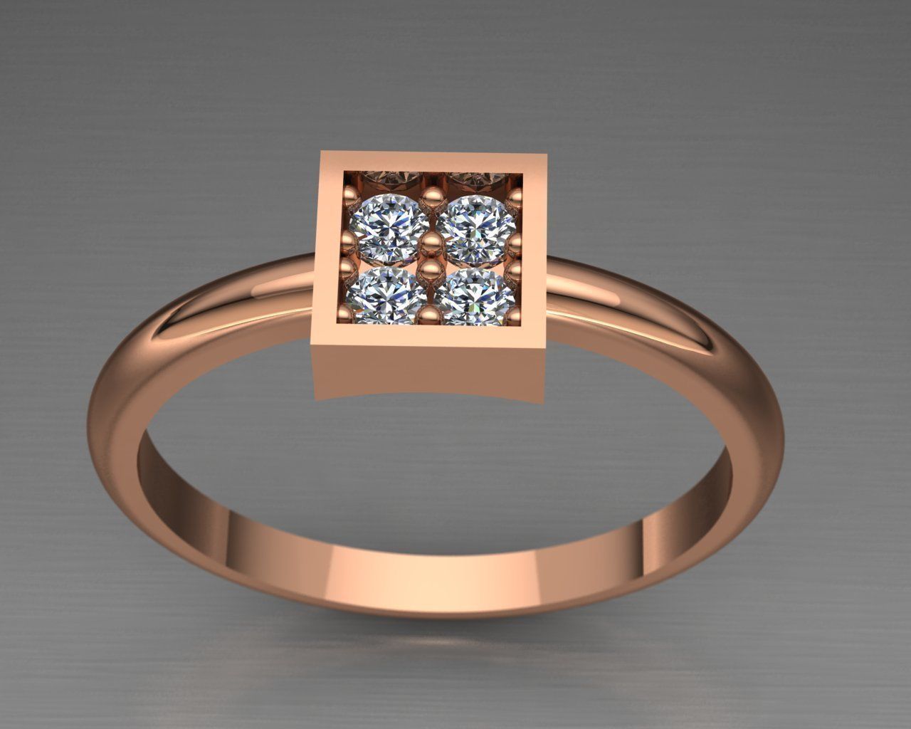 Diamond Engagement Gold Ring  Free 3D print model_5
