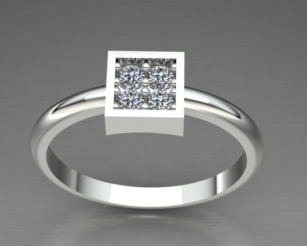 Diamond Engagement Gold Ring  Free 3D print model_4