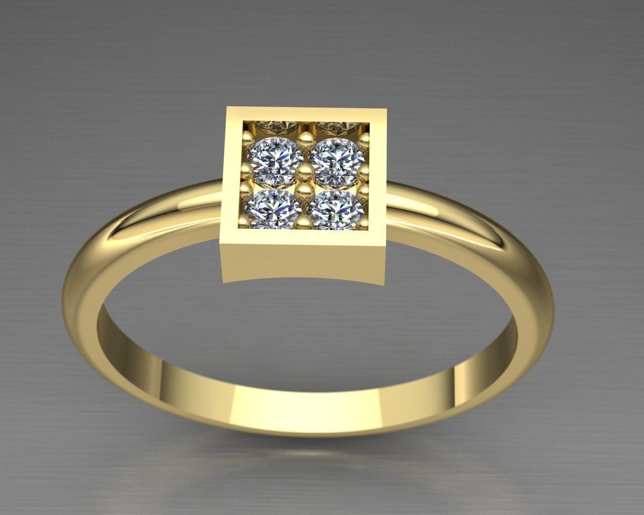 Diamond Engagement Gold Ring  Free 3D print model_3