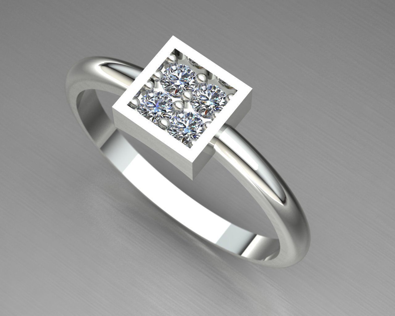 Diamond Engagement Gold Ring  Free 3D print model_1