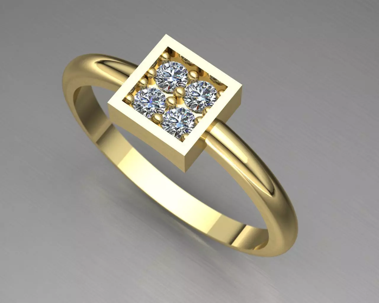 Diamond Engagement Gold Ring  Free 3D print model_0