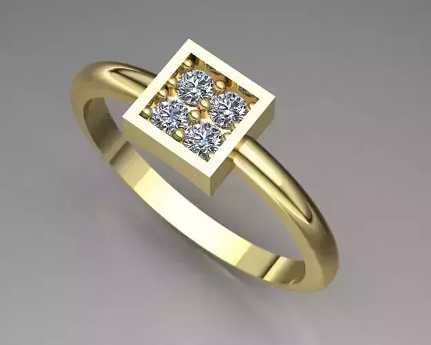 Diamond Engagement Gold Ring  Free 3D print model Diamond Engagement Gold Ring  Free 3D print model