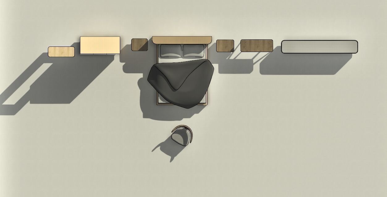 Bedroom Set with furniture and bed 3D model_1