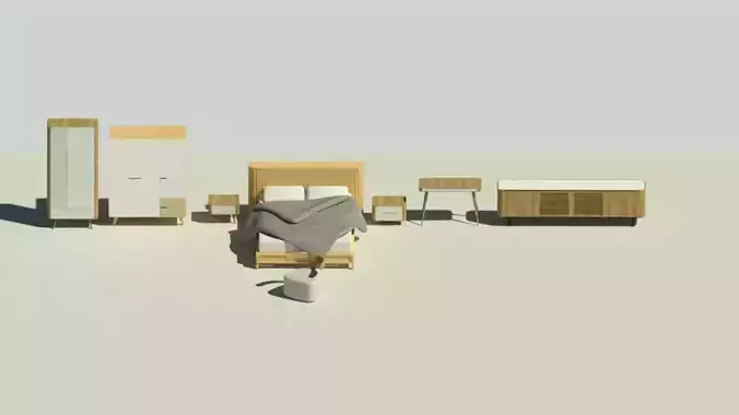 Bedroom Set with furniture and bed