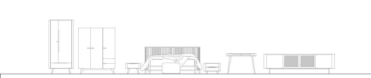 Bedroom Set with furniture and bed 3D model_3