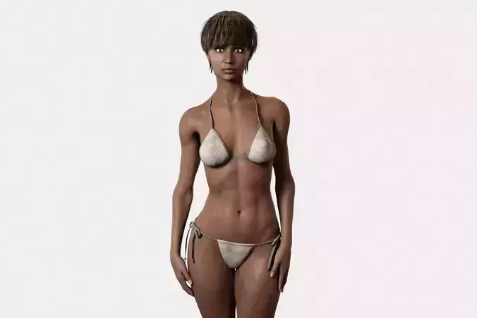 Black Woman Fit in Bikini 3D model
