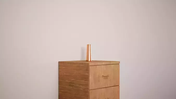 Carafe wooden cabinet with copper pipe Free low-poly 3D model