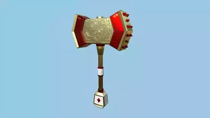Medieval War Hammer 07 Gold Luxury- Fantasy Weaponry Low-poly 3D model