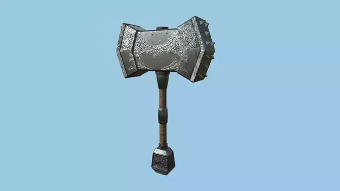 Medieval War Hammer 10 Metal Ornament - Fantasy Weaponry Low-poly 3D model