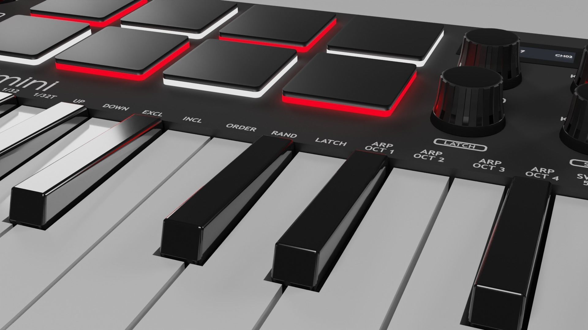 Akai MPK mini MK3 Low-poly 3D model_7