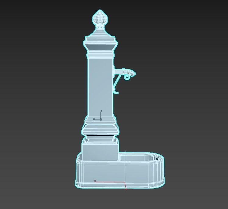 Public Fountain With Graffiti 3D model_6