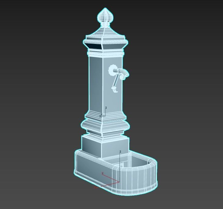 Public Fountain With Graffiti 3D model_8