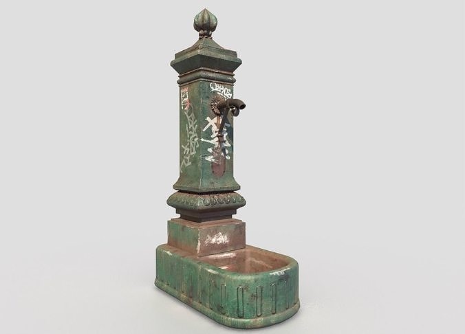 Public Fountain With Graffiti  3D model
