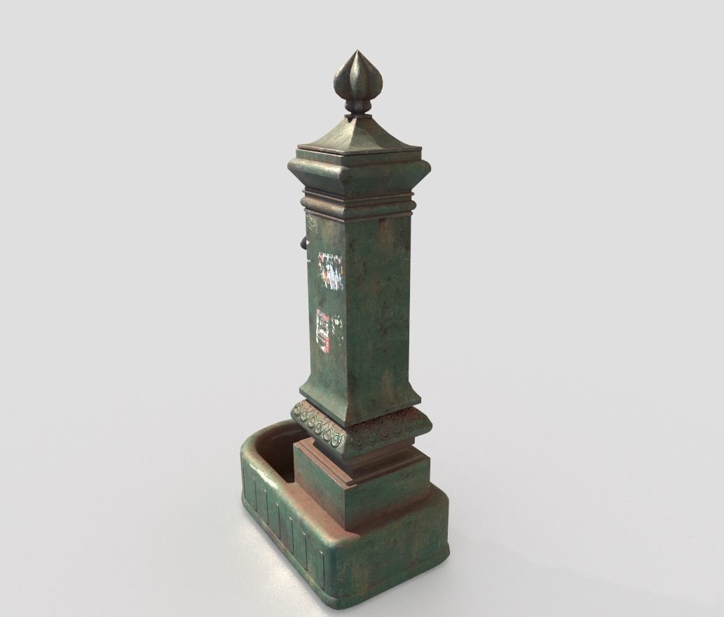 Public Fountain With Graffiti 3D model_5