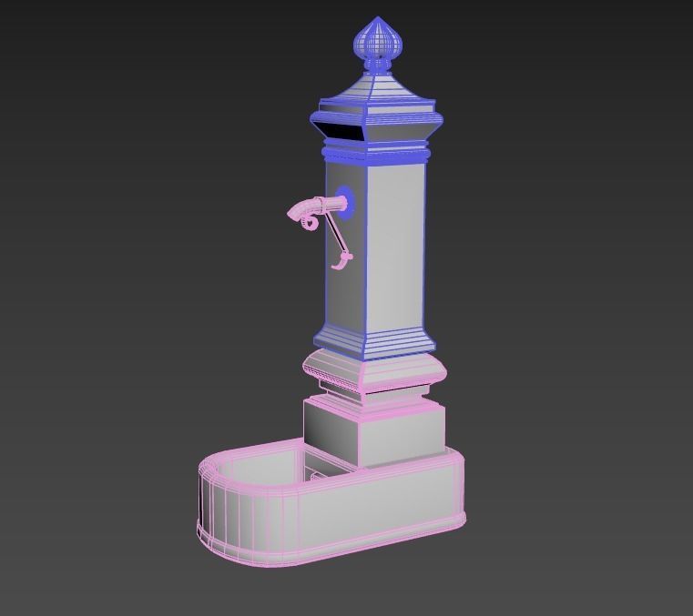 Public Fountain With Graffiti 3D model_7