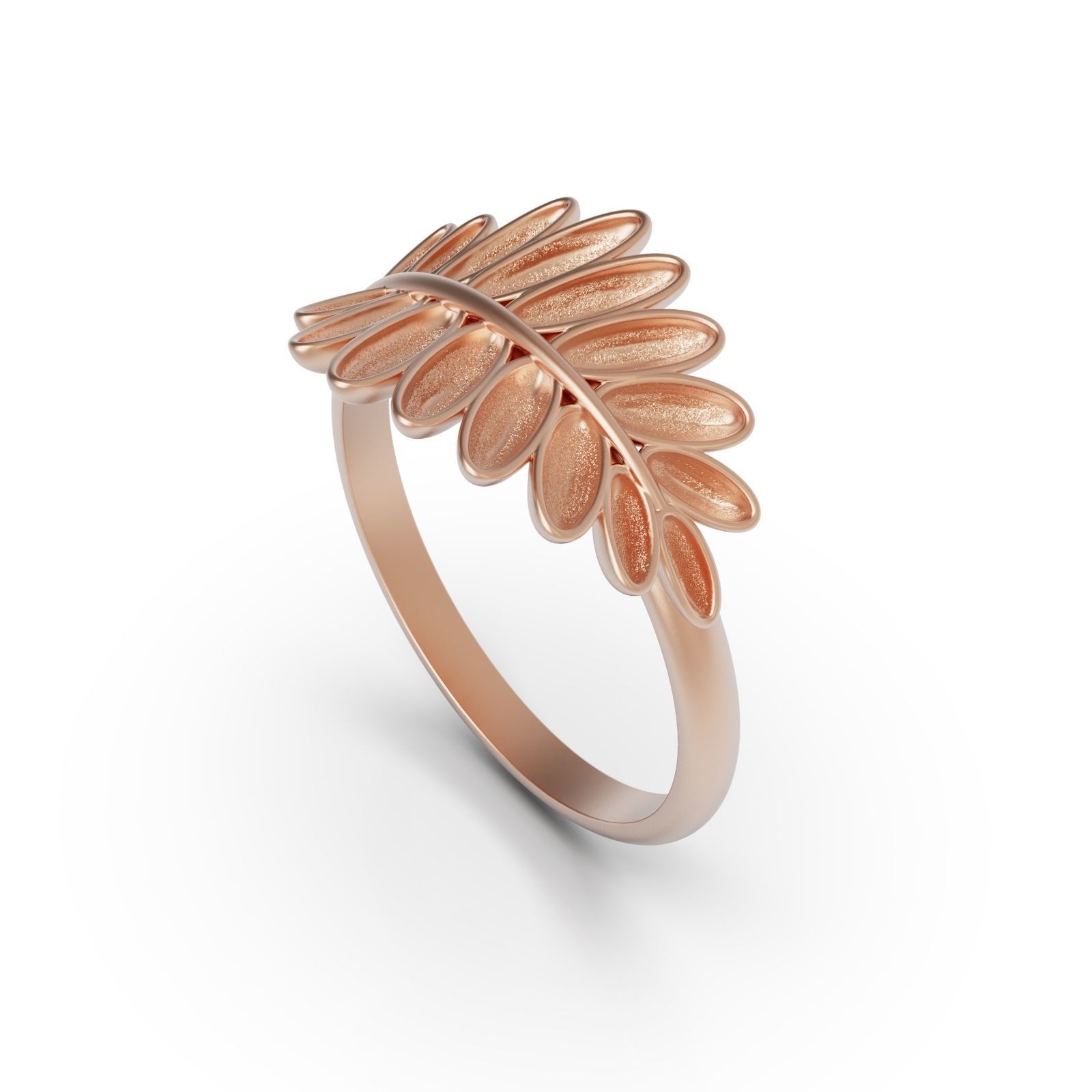 Fashion ring Leaf 3D print model_4