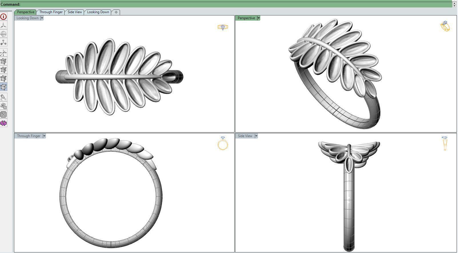 Fashion ring Leaf 3D print model_6